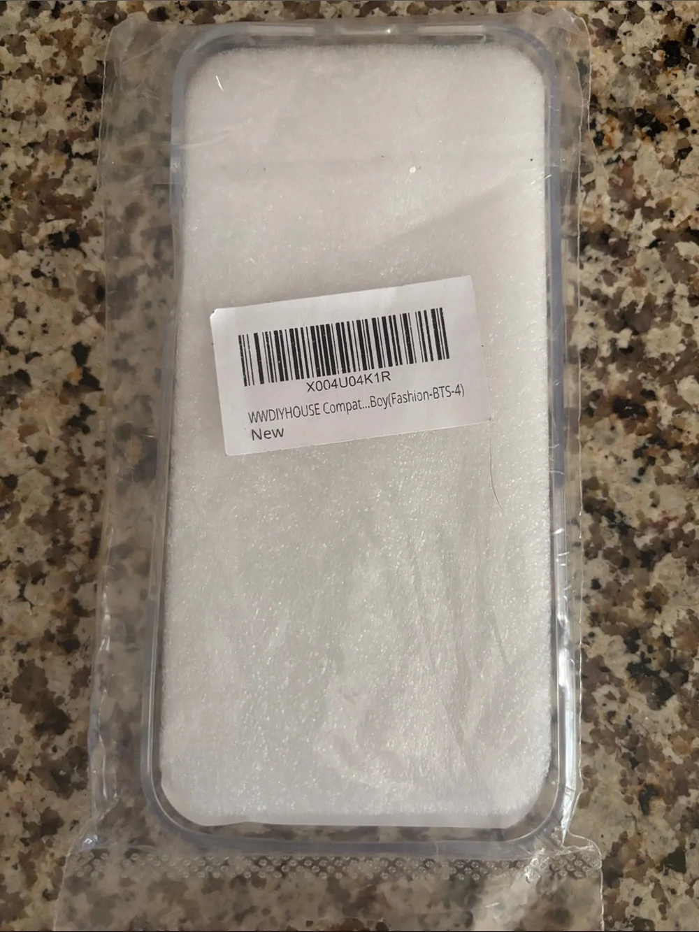 Clear Decorative Phone Case for iPhone 17 Pro Max — White & Blue BTS Design